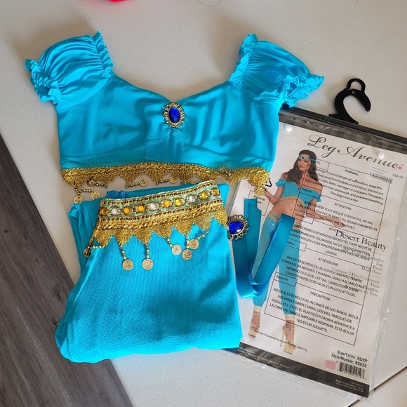 Leg Avenue Desert Beauty Sexy Princess Jasmine Costume Turquoise Size Xs - Picture 16 of 16